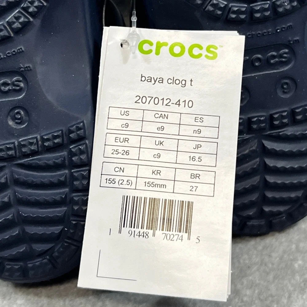 Crocs C9 Baya Clog T Toddler Size 9 Navy Blue Slip On Sandals 207012-410 NEW